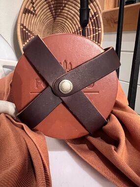 Portland Leather Company Coasters Set Of 5 Genuine Leather Brown With Strap